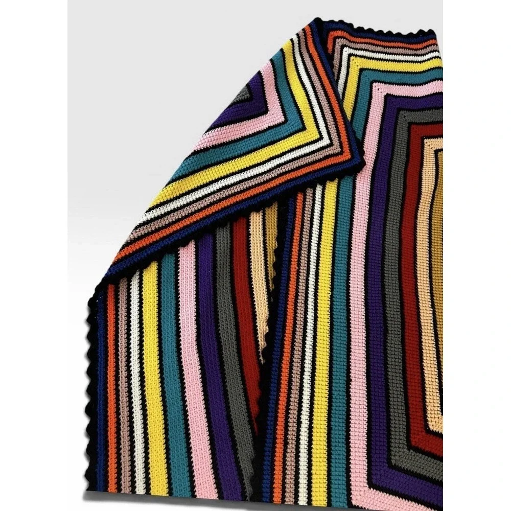 70s Hand Crocheted Boho/Retro Throw Blanket 50 X 56 Approx Multicolor Acrylic